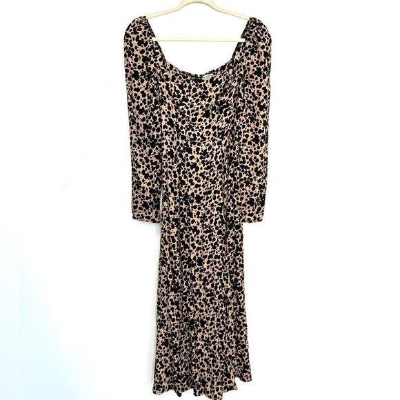 Reformation Sigmund Square Neck Midi Dress In Leopard Blitz Print - Picture 6 of 9